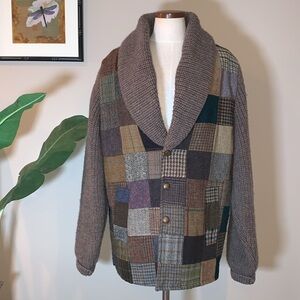 Orvis Multicolor Patchwork Shawl Collar Jacket